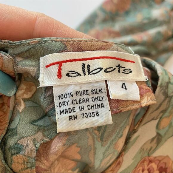 Talbots Women's Floral Silk Blouse Size 4 Multicolor Vintage Lightweight - Picture 2 of 6